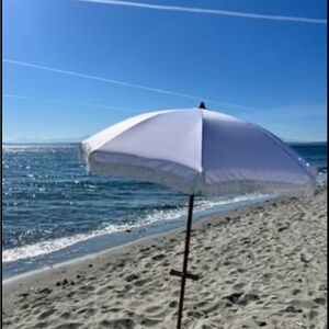 White Beach Umbrella with Fringe